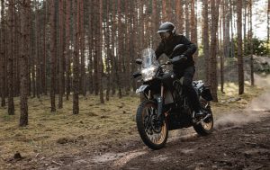 Rider wearing motorcycle jacket