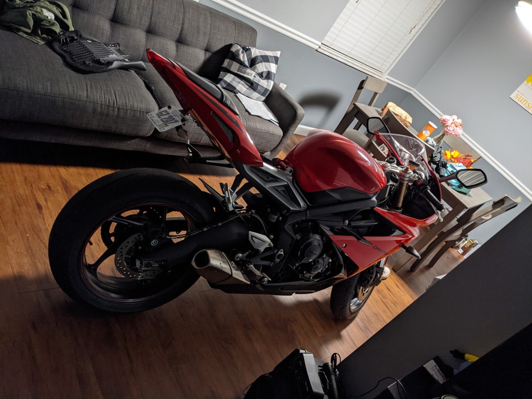 Triumph Daytona inside the house