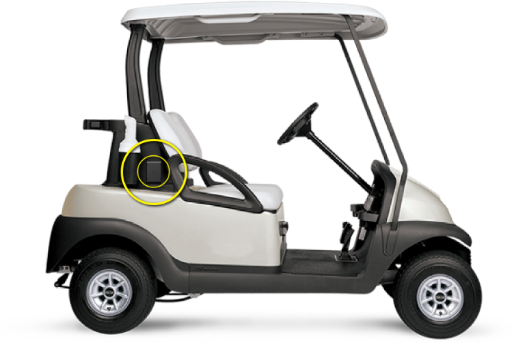 golf cart with GPS tracker installed