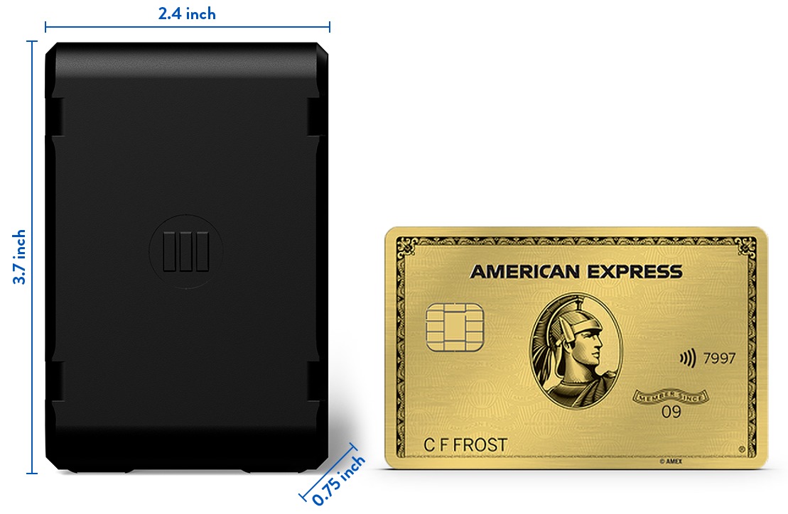 Monimoto 7 size compared to a credit card