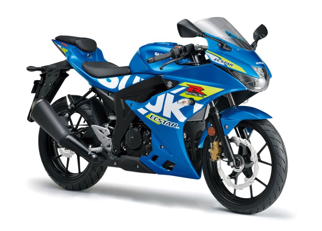 Moto 125 Suzuki GSX-R125 de couleur bleue