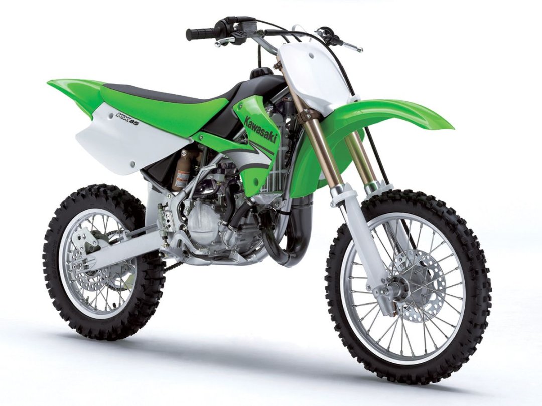Moto cross Kawasaki KX85 2022 de couleur verte