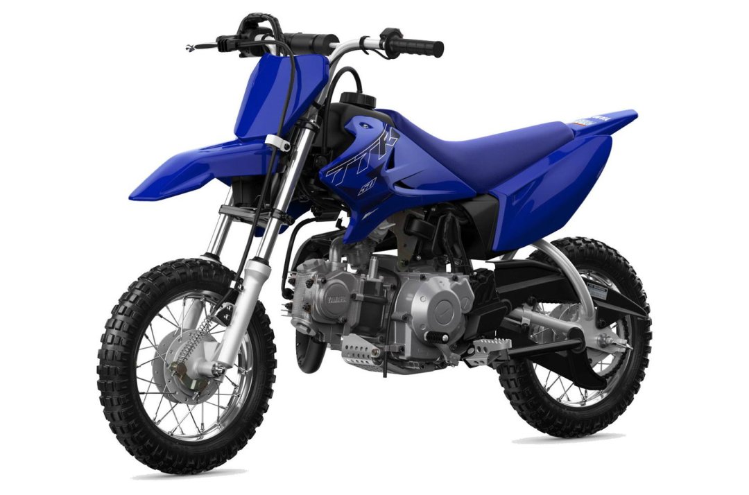 Moto cross Yamaha TT-R50 de couleur bleue