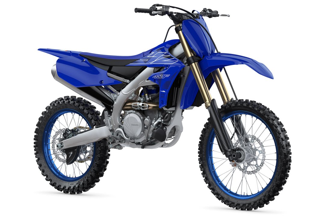 Moto cross Yamaha YZ450F 2022 de couleur bleue