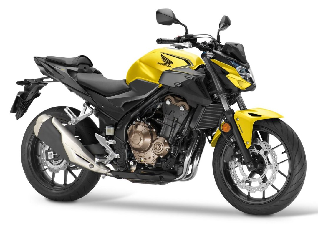 Moto routière Honda CB 500 F 2022 de couleur jaune